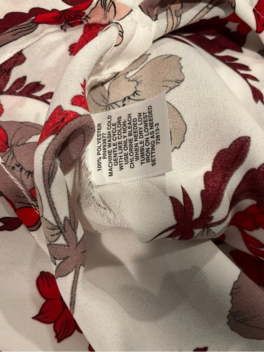 Women's Floral Short-Sleeve Blouse - Red & Taupe on Cream - Picture 6 of 6